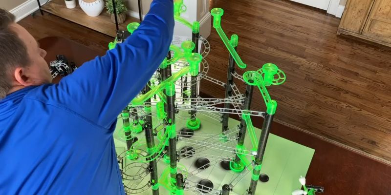 An image of Marble run kits are sets for building marble tracks