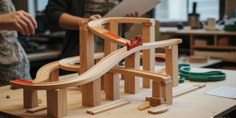 An image of Marble run gravity experiment in a workshop