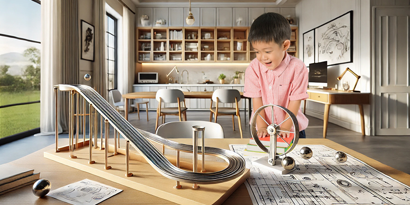 An image of marble run gravity experiments at home with kid