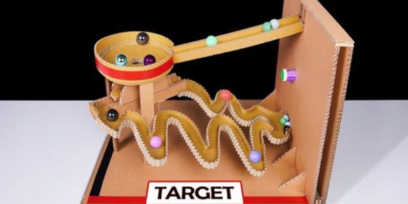 Ah image of A diy marble run fron cardboard