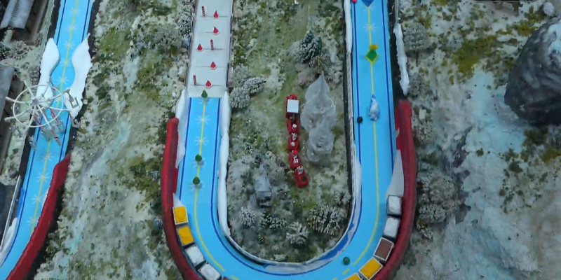 An image of The third majort turn layout the the snow slide track