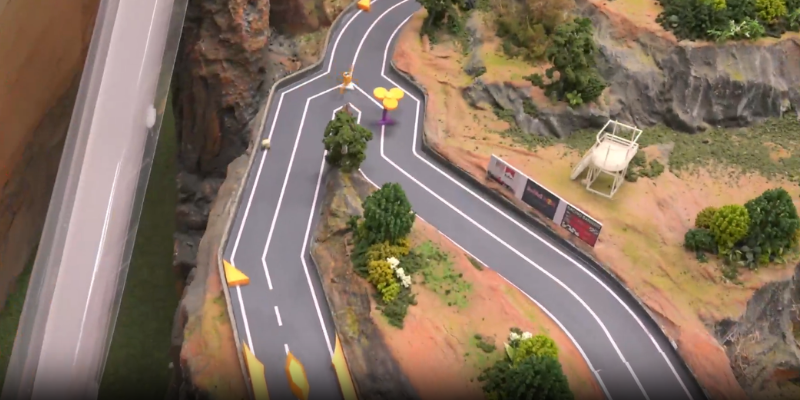 An image of the divided road layout at Construction Zone track