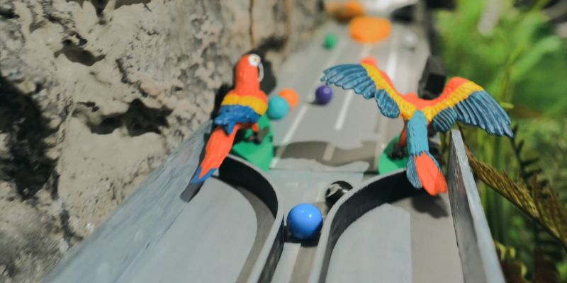 An image of Marble race game finish line