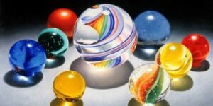 An image of types of racing marbles