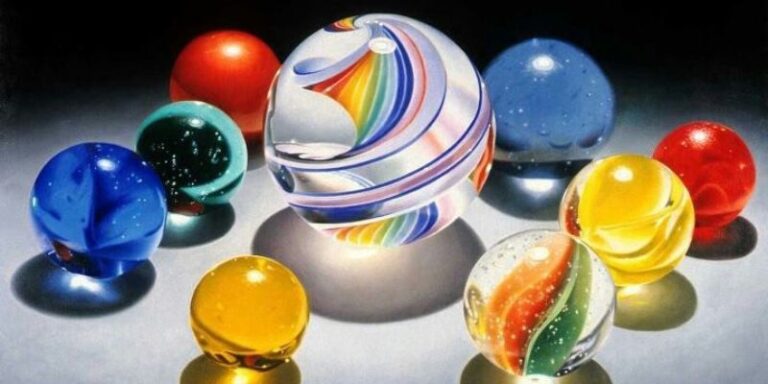 An image of types of racing marbles